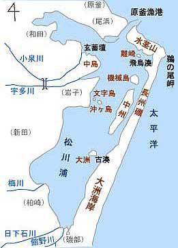 松川浦地図（地名入り）のイラスト