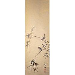 竹に雀の写真