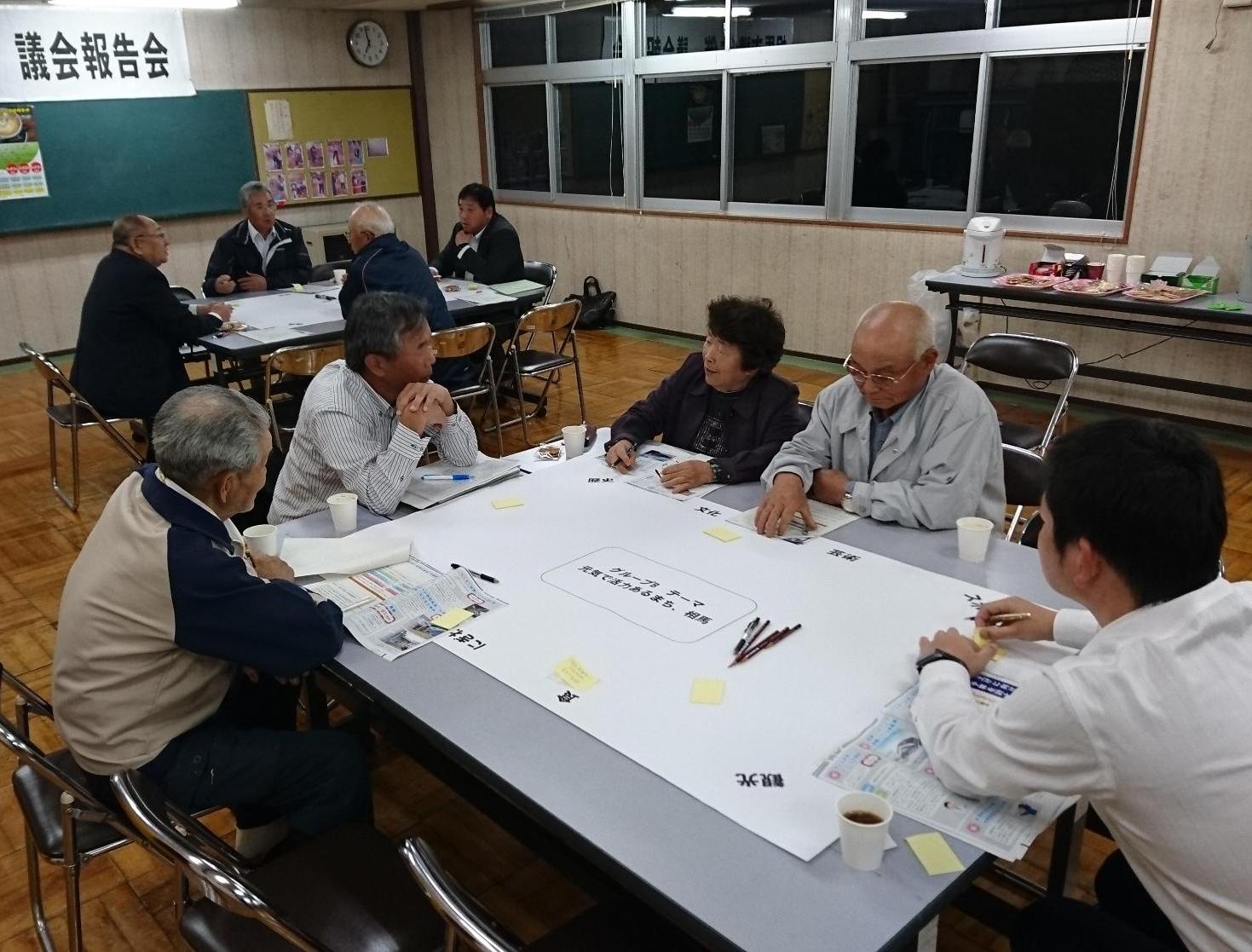 玉野公民館での議会報告会の様子